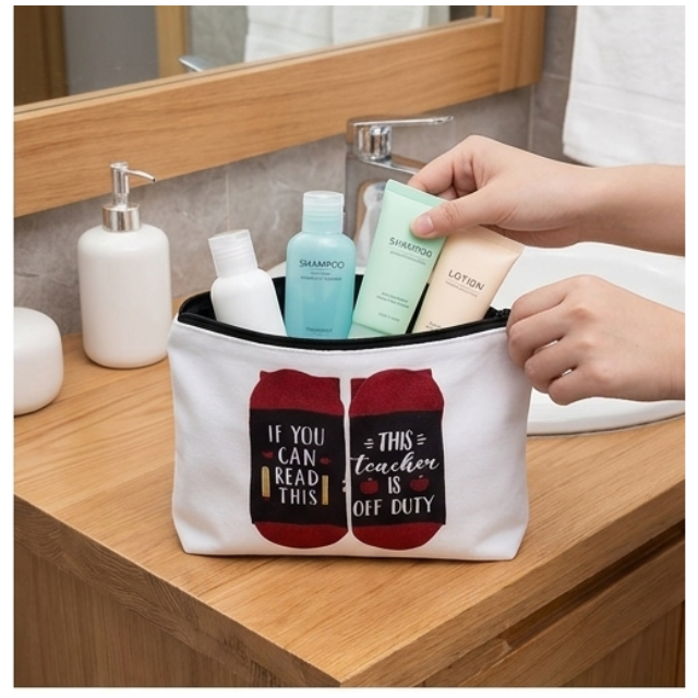 Teacher Cosmetic Bag Makeup & Stationery Pouch 22x13.5cm - Off Duty