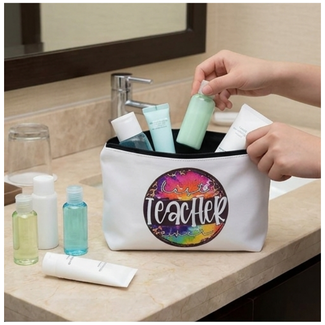 Teacher Cosmetic Bag Makeup & Stationery Pouch 22x13.5cm - Colour Splash