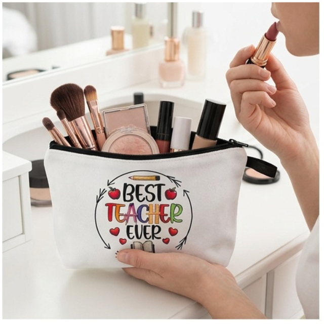 Teacher Cosmetic Bag Makeup & Stationery Pouch 22x13.5cm- Best Teacher Book