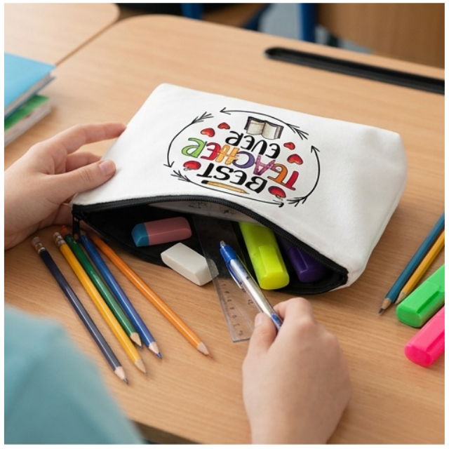 Teacher Cosmetic Bag Makeup & Stationery Pouch 22x13.5cm- Best Teacher Book