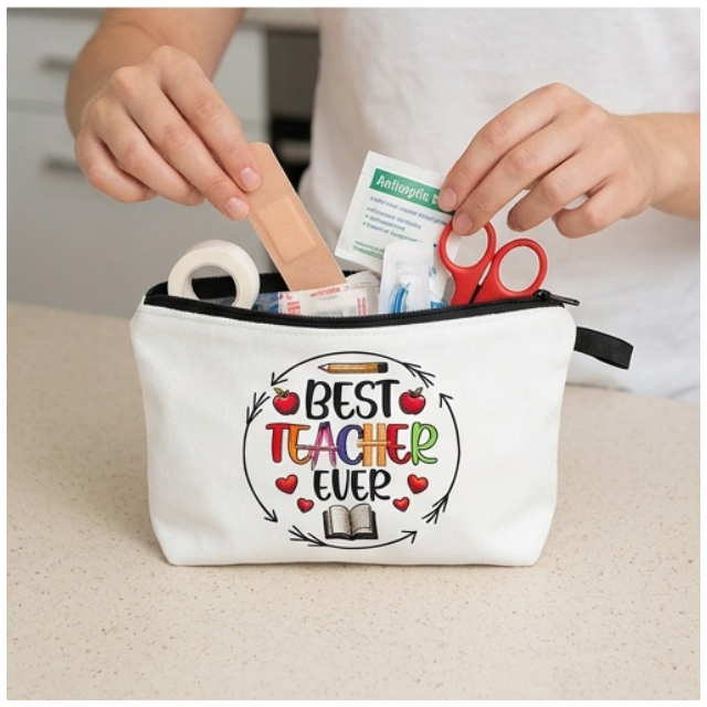 Teacher Cosmetic Bag Makeup & Stationery Pouch 22x13.5cm- Best Teacher Book