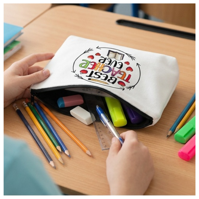 Teacher Cosmetic Bag Makeup & Stationery Pouch 22x13.5cm- Best Teacher Book