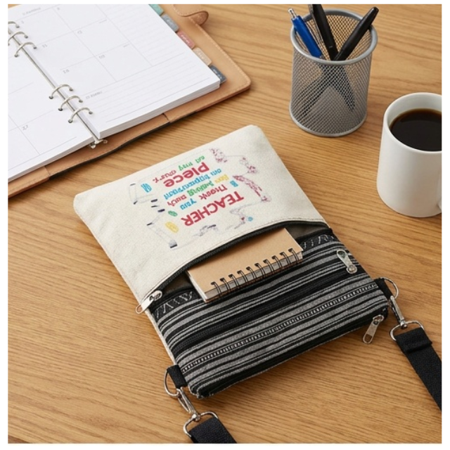 Teacher Appreciation Bohemian Linen Sling Bag 19X23.5 - Piece Of Puzzle