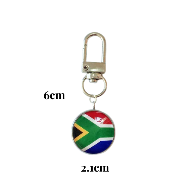 Novelty South African Flag Domed Keyring with Swivel Clip