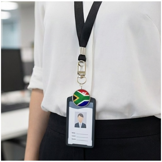 Novelty South African Flag Domed Keyring with Swivel Clip