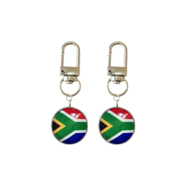 Novelty South African Flag Domed Keyring with Swivel Clip