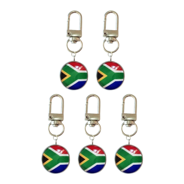 Novelty South African Flag Domed Keyring with Swivel Clip
