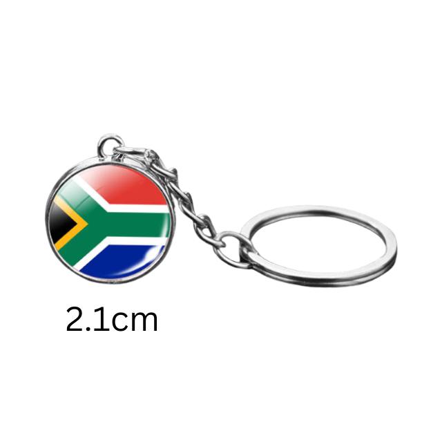 South African Flag Souvenir Glass Dome Keychain