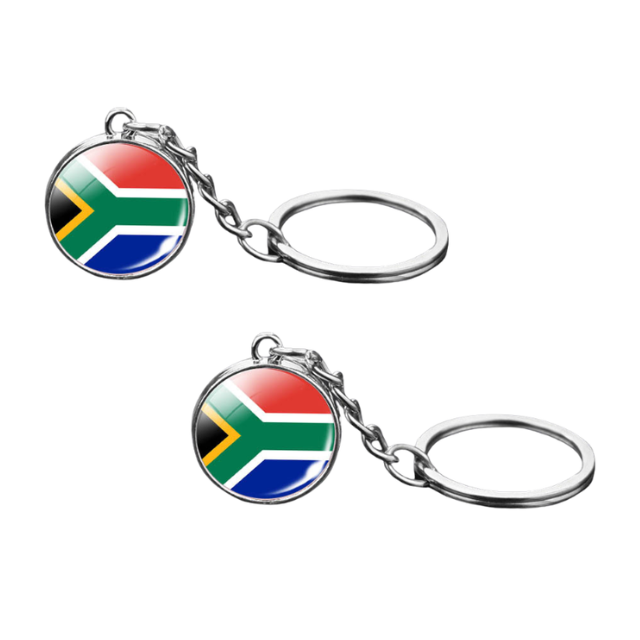 South African Flag Souvenir Glass Dome Keychain
