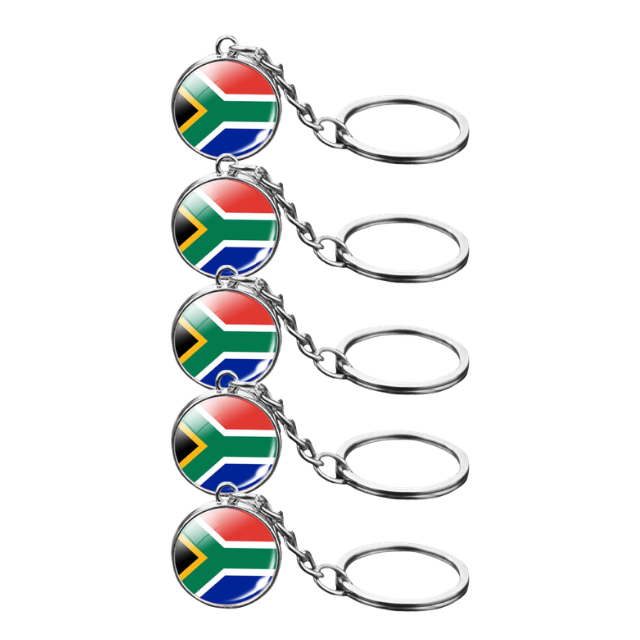 South African Flag Souvenir Glass Dome Keychain