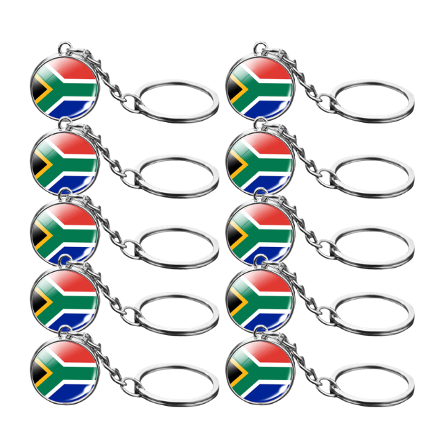 South African Flag Souvenir Glass Dome Keychain