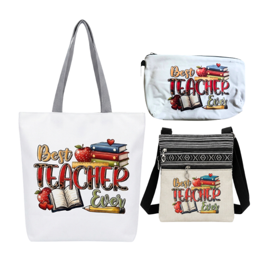 3 Piece Teacher Appreciation Gift Bag Set - Best Teacher Apple Design