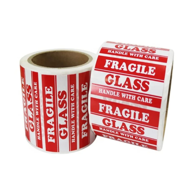 2PK Combo Fragile Handle with Care 5x8cm & Fragile Glass 3cm Sticker Rolls