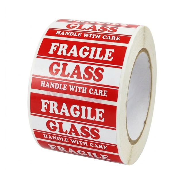 Fragile Glass Handle With Care Sticker Roll 5x8cm 500pc