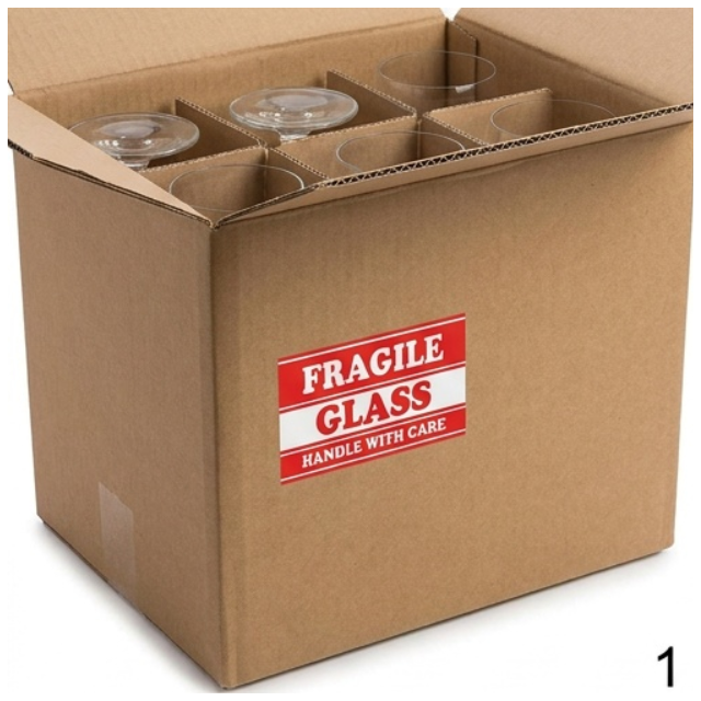 2PK Combo Fragile Handle with Care 5x8cm & Fragile Glass 3cm Sticker Rolls