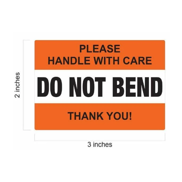 2PK Combo Do Not Bend & Fragile Warning Labels Sticker Roll 5x8cm- 500p/r