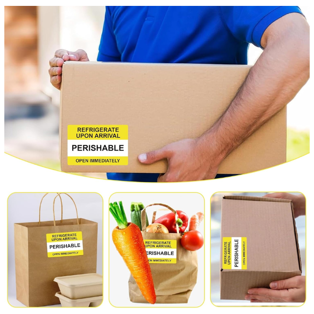 2PK Combo Food Safety Labels & Fragile Handle with Care Sticker Roll 500p/r