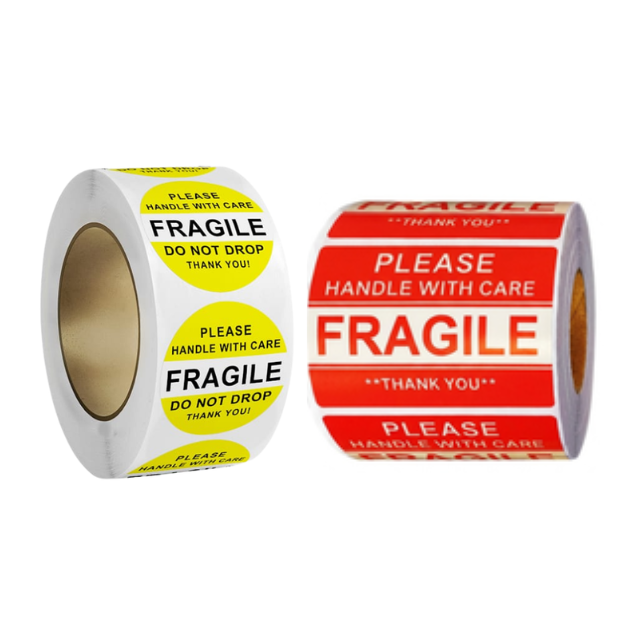 2PK Combo Do Not Drop 3cm & Fragile Handle Care Sticker Roll 5x8cm 500p/r
