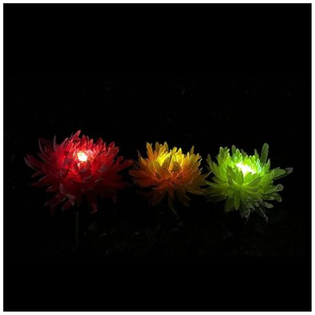 3-Pack Chrysanthemum Flower Solar Lights Outside Garden Patio Colour