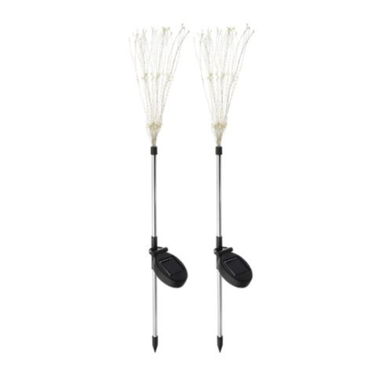 Solar Waterproof LED Firework lights Starburst Lights Garden Stake 2 Piece