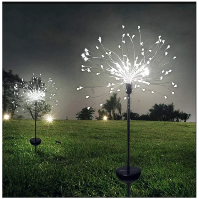 Solar Waterproof LED Firework lights Starburst Lights Garden Stake 2 Piece