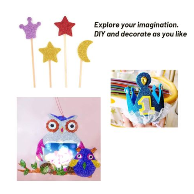 A4 10 Glitter Colour Self-Adhesive Craft Sheets Art School Scrapbook Decor