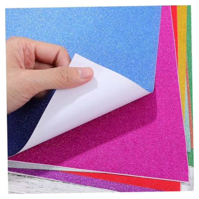 A4 10 Glitter Colour Self-Adhesive Craft Sheets Art School Scrapbook Decor