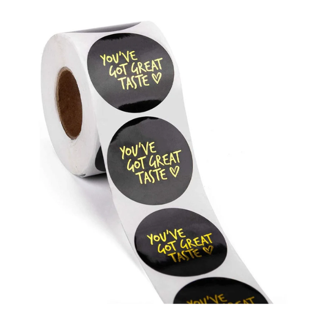 You've Got Great Taste Sticker Roll 500pcs 25mm Black & Silver