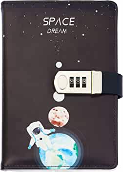 Combination Lock A5 Notebook Diary Journal Soft PU Leather Cover OuterSpace