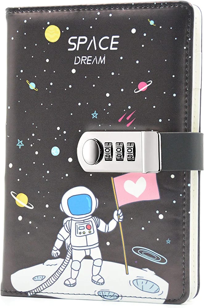Combination Lock A5 Notebook Diary Journal Soft PU Leather Cover OuterSpace