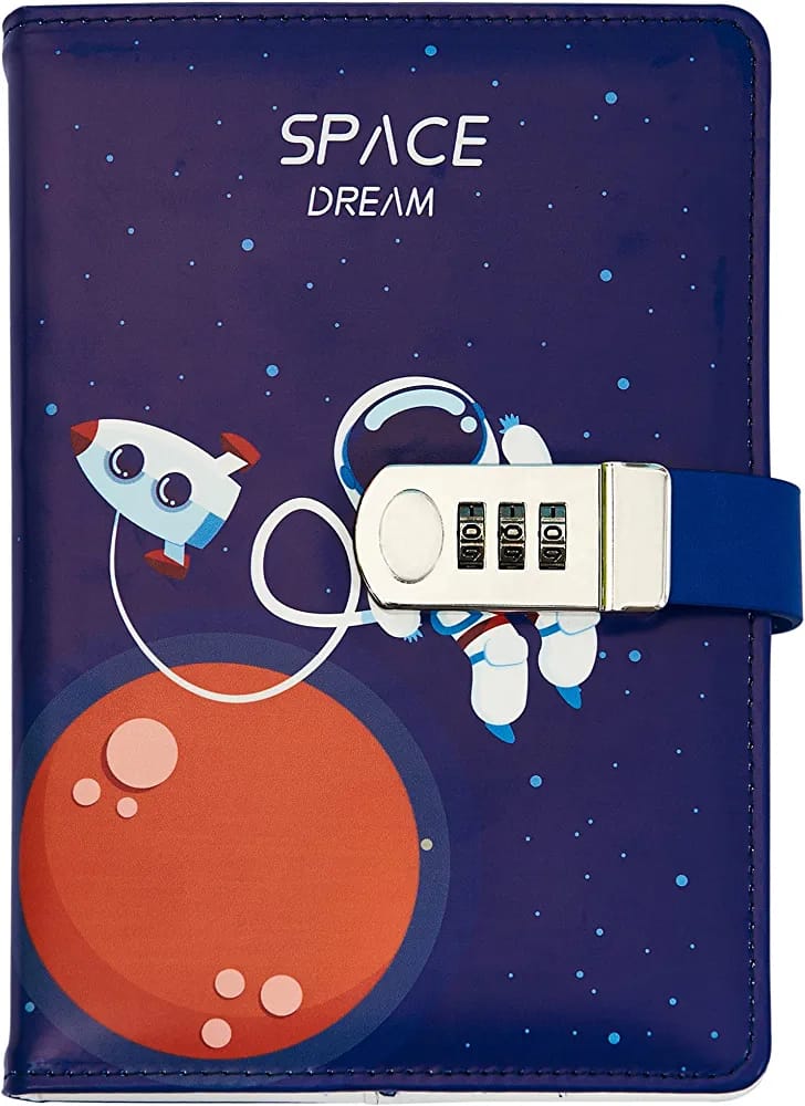 Combination Lock A5 Notebook Diary Journal Soft PU Leather Cover OuterSpace
