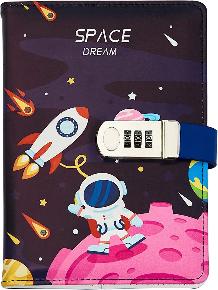 Combination Lock A5 Notebook Diary Journal Soft PU Leather Cover OuterSpace