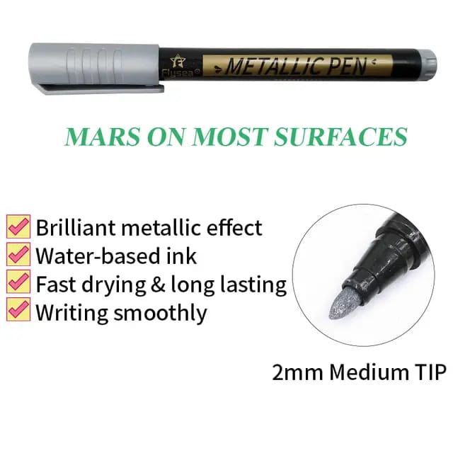 10 Metallic Pens Art & Crafts Scrapbook Hobby Rock-Glass-Plastic Painting Gift