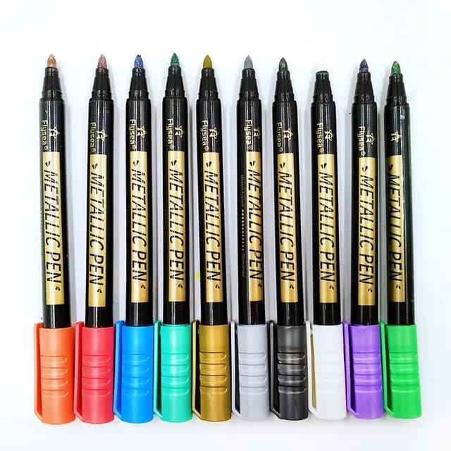 10 Metallic Pens Art & Crafts Scrapbook Hobby Rock-Glass-Plastic Painting Gift