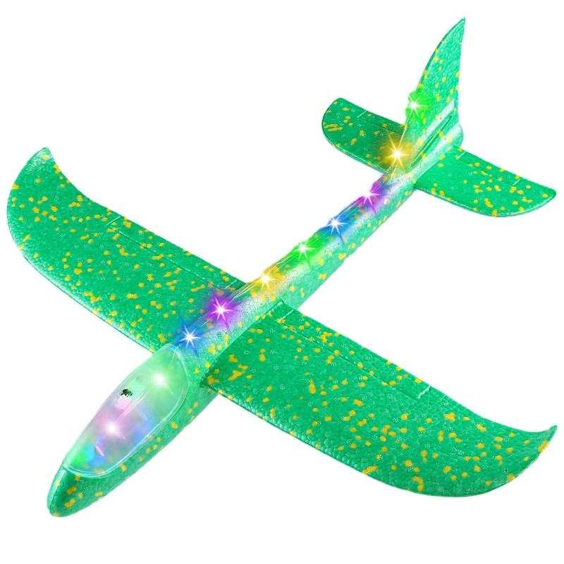 Foam Glider Stunt Launch Airplane Toy Hand Throw Lighted - 4 Colour Pack