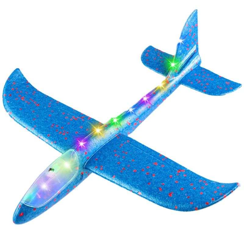 Foam Glider Stunt Launch Airplane Toy Hand Throw Lighted - 4 Colour Pack