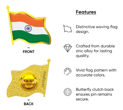 India Asia National Flag Lapel Pin