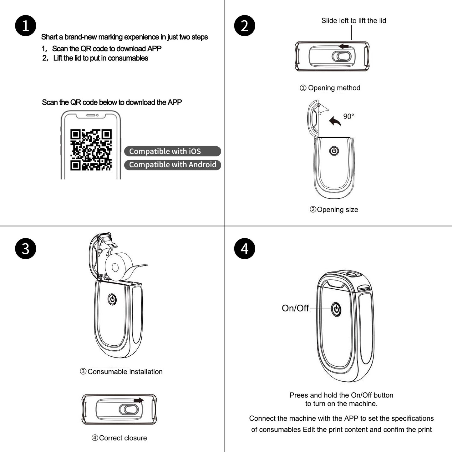 Thermal Label Printer L11 Bluetooth Portable