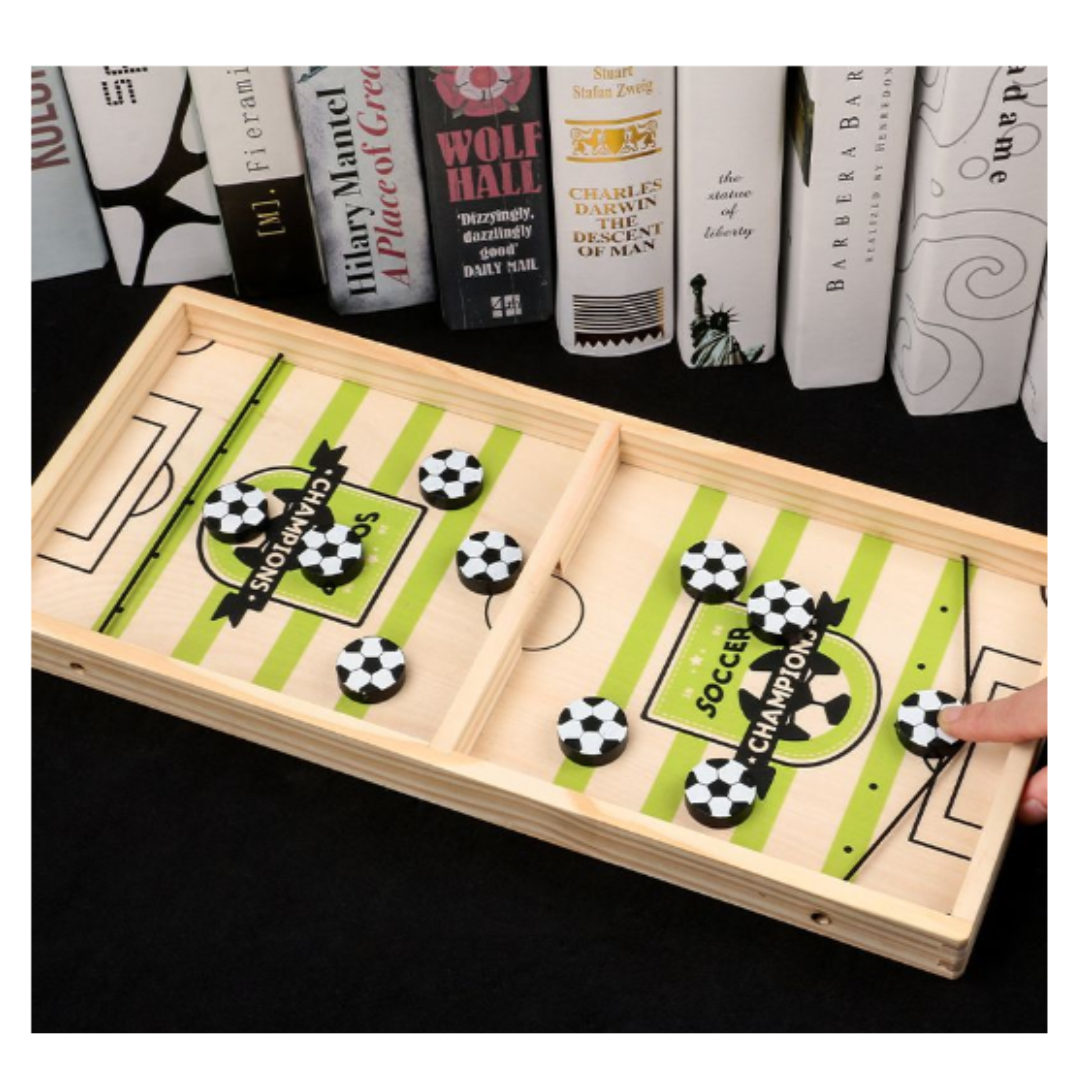 Wooden Soccer Football Catapult Desktop Table Game with Sling Puck Board