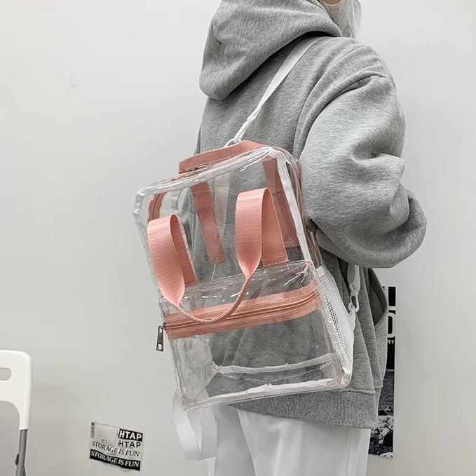 Jelly Transparent Backpack Satchel PINK