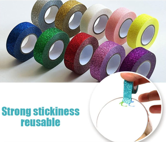 12 Sparkly Glitter Washi Tapes - 5M