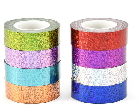 8 Glitter Foil Rolls Washi Tape -5M