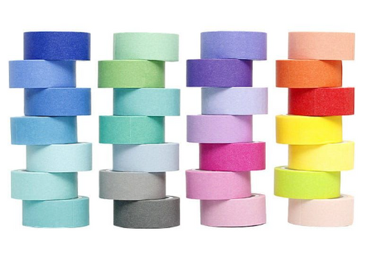 28 Pastel Colour Rolls Washi Tape -5M