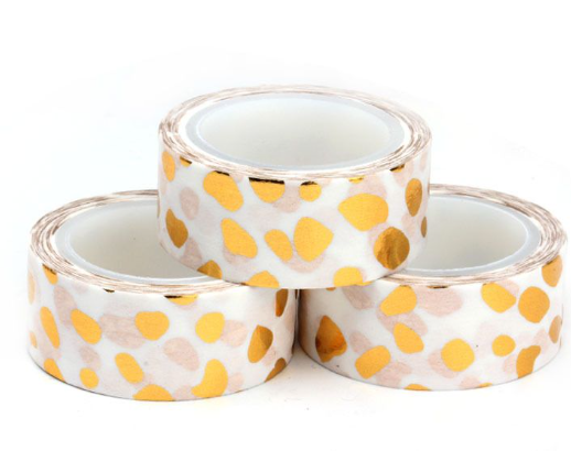 3 Gold Dotty & White Washi Tape -5M