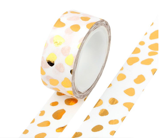 3 Gold Dotty & White Washi Tape -5M
