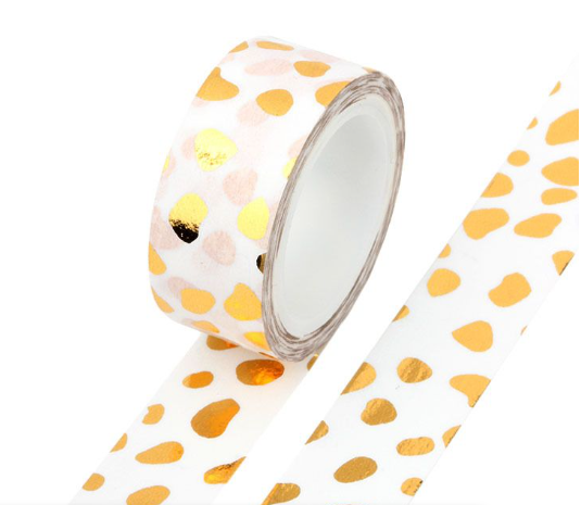 3 Gold Dotty & White Washi Tape