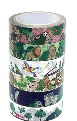 6 Cartoon Animal Washi Tape -10M