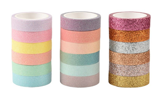 18 Macaron Glitter Washi Tape- 2M