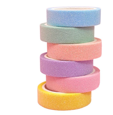 18 Macaron Glitter Washi Tape- 2M