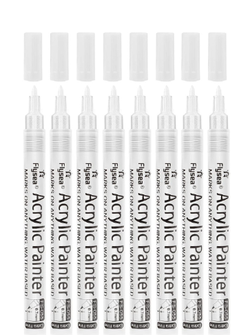 8 White Acrylic Permanent Marker Pens